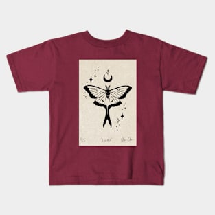 Luna Moth Lino Print Kids T-Shirt